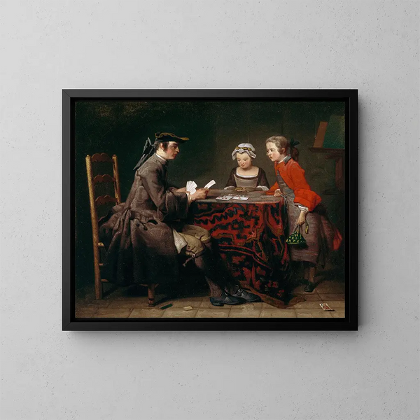 Les Tours de cartes - Jean Siméon Chardin — indrammet kunstværk på væggen