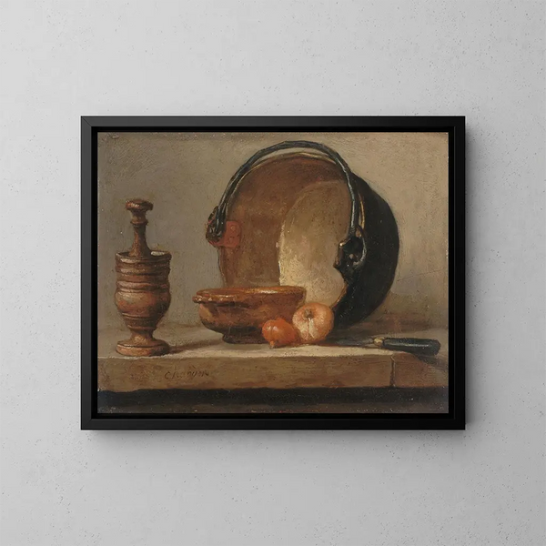 naturtro maleri med kobbergryde - Jean Siméon Chardin — indrammet kunstværk på væggen