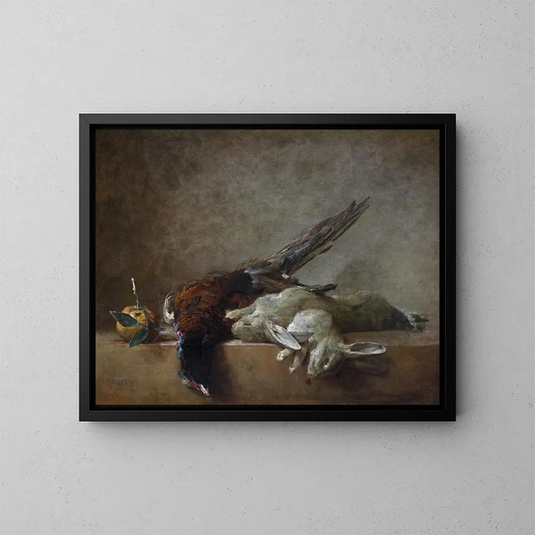 Naturmort med vildt - Jean Siméon Chardin — indrammet kunstværk på væggen