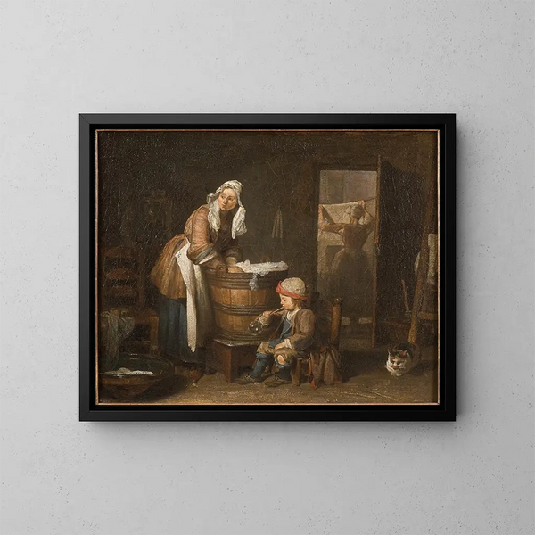 La Laveuse - Jean Siméon Chardin — indrammet kunstværk på væggen