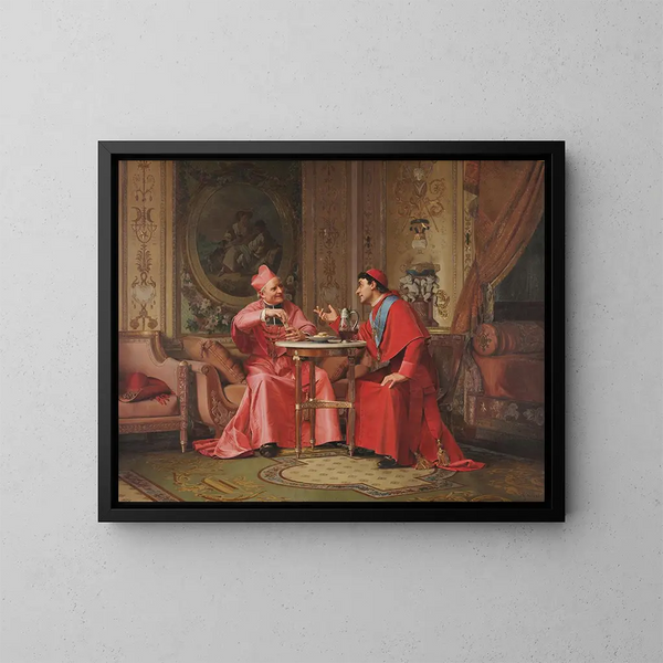 Diskussion amicale entre cardinaux - Jehan Georges Vibert — indrammet kunstværk på væggen