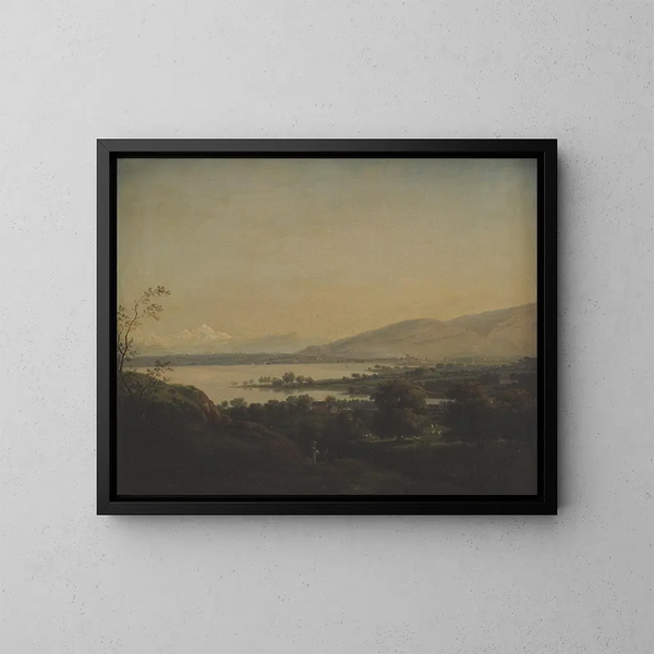 Vue sur le lac Léman vers le Mont Blanc og Genève - Jens Juel — indrammet kunstværk på væggen