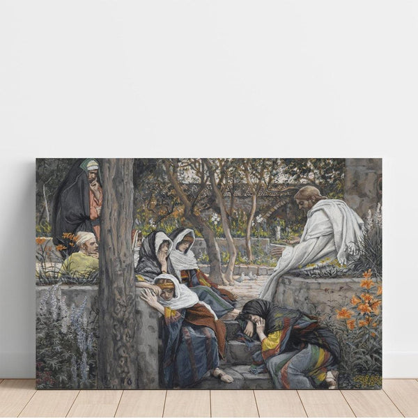 Reproduktion af maleriet James Tissot - Jesus, Maria Magdalena og Marta i Betania
