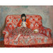 Reproduktion af maleriet af den unge pige, der syr på en sofa - Henri Lebasque