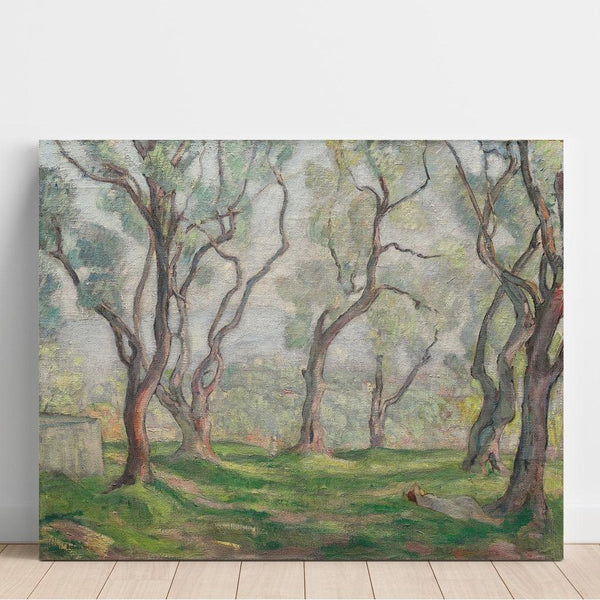 Reproduktion af maleriet af den unge sovende pige under træerne - Henri Lebasque