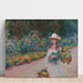 Reproduktion af maleriet af den unge pige i Giverny-haven - Claude Monet