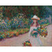 Reproduktion af maleriet af den unge pige i Giverny-haven - Claude Monet