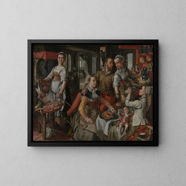 Scène de bordel - Joachim Beuckelaer — indrammet kunstværk på væggen