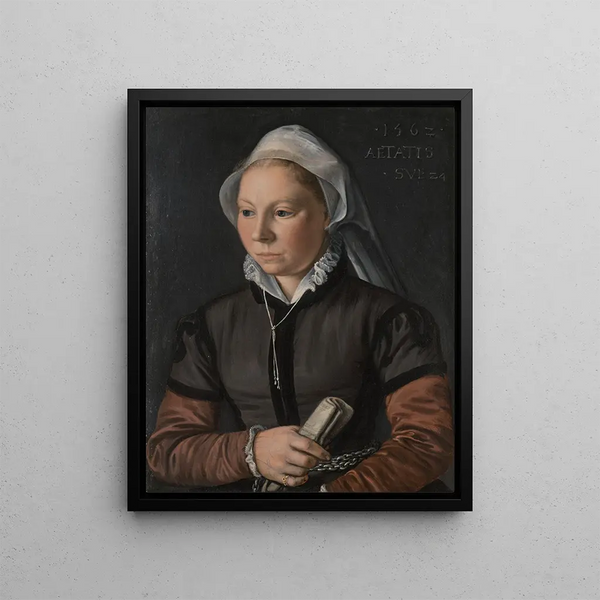Portrait af en ung kvinde - Joachim Beuckelaer — indrammet kunstværk på væggen