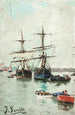 Bateaux dans un port - Joaquín Sorolla — visning af kunstværket