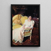 Clotilde siddende på sofaen - Joaquín Sorolla — indrammet kunstværk på væggen