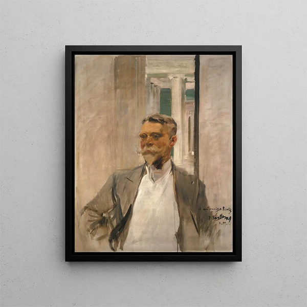 Portrait af Charles M. Kurtz, grundlæggende direktør for Albright Art Gallery 1905-1909 - Joaquín Sorolla — indrammet kunstværk på væggen