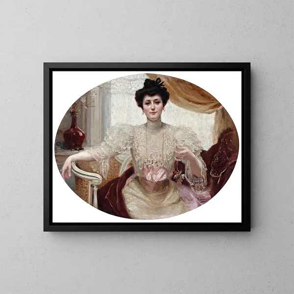 Portrait af Luisa Martinez de Tejeda - Joaquín Sorolla — indrammet kunstværk på væggen