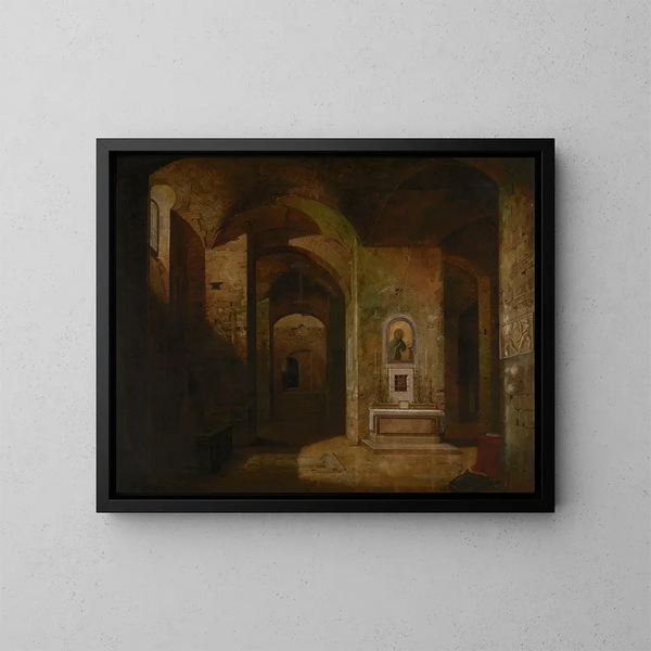 La crypte de la basilique San Martino ai Monti à Rome - Jodocus Sebastiaen van den Abeele — indrammet kunstværk på væggen