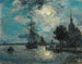 Johan Barthold Jongkind | Maleri af Dordrecht havn ved måneskin — visning af kunstværket