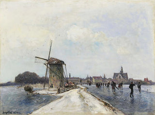Patineurs à Maassluis - Johan Barthold Jongkind — visning af kunstværket