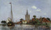 Johan Barthold Jongkind | Overschie Kirke - Maleri — visning af kunstværket