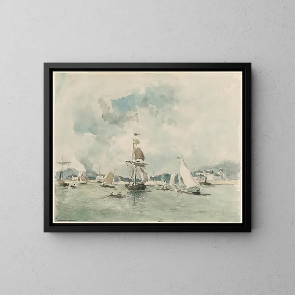 Le port de Honfleur - Johan Barthold Jongkind — indrammet kunstværk på væggen