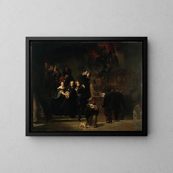 L'Incendie du Palais Royal de Stockholm, 7 mai 1697 - Johan Fredrik Höckert — indrammet kunstværk på væggen