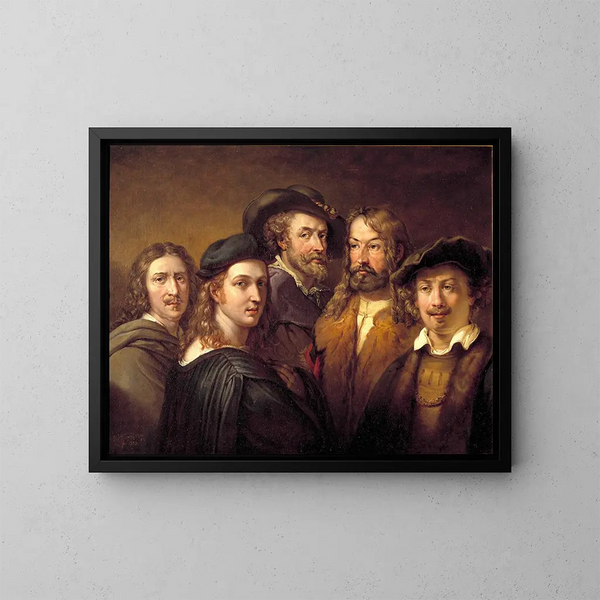 Rafael, Rembrandt, Nicolas Poussin, Albrecht Dürer og Pierre-Paul Rubens - Johan Gustaf Sandberg — indrammet kunstværk på væggen