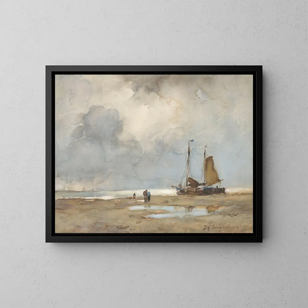 Vue sur la plage - Johan Hendrik Weissenbruch — indrammet kunstværk på væggen