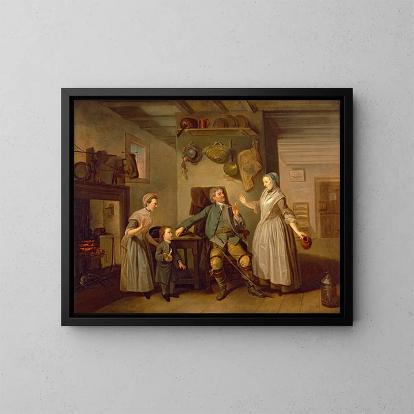 David Garrick og Mary Bradshaw i Le Retour du fermier - Johan Joseph Zoffany — indrammet kunstværk på væggen