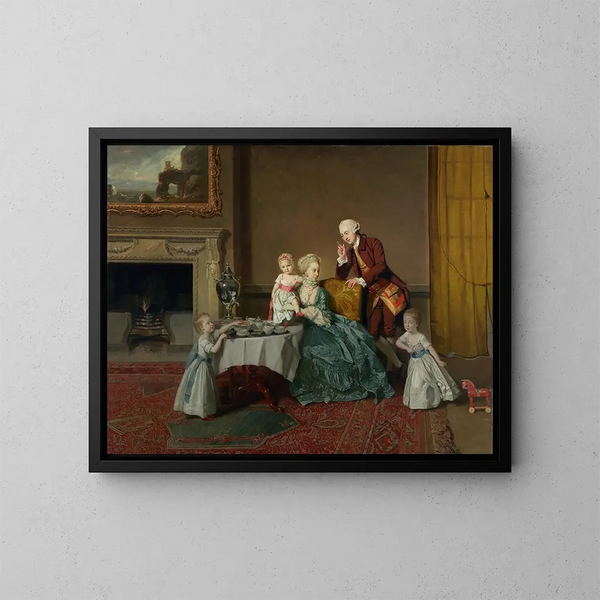 John quatorzième lord Willoughby de Broke og hans familie - Johan Joseph Zoffany — indrammet kunstværk på væggen