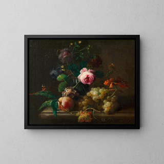 Johann Baptist Drechsler - Blumenstillleben mit Frchten.webp