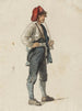 Italiensk maleri med en rød spids hue, der ryger en langpibe - Johann Baptist Kirner — visning af kunstværket