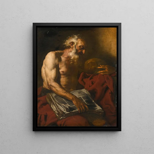 Saint Jérôme - Johann Carl Loth — indrammet kunstværk på væggen