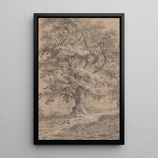 Johann Caspar Huber - A Leafy Oak by a Woodland Path.webp