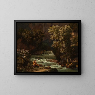 Johann Christian Reinhart - View Of The Ponte Lupo On The River Anio Near Tivoli In The Foreground A Youth Playing The Lyre.webp