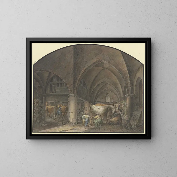 den gamle kapel i Riedhfe-huset - Johann Friedrich Morgenstern — indrammet kunstværk på væggen