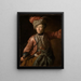 Portræt af en ældre kvinde i hussaruniform - Johann Georg Dathan — indrammet kunstværk på væggen