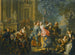 En elegant selskab, der leger foran et palads - Johann Georg Platzer — visning af kunstværket