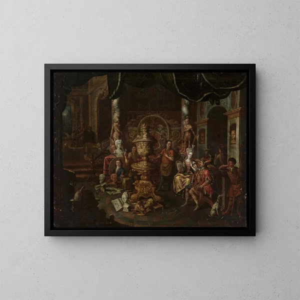 I kunstnerens værksted - Johann Georg Platzer — indrammet kunstværk på væggen