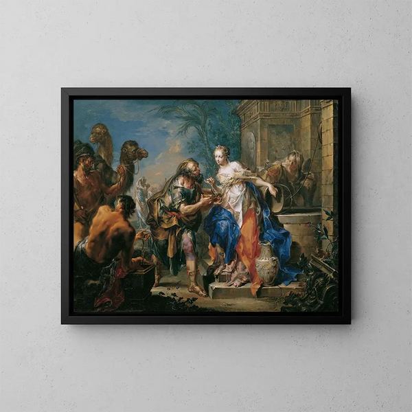 Rebekka ved brønden - Johann Georg Platzer — indrammet kunstværk på væggen