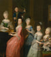 Portrait af greve Johann Casemir von Schlieben og hans fem døtre - Johann Gottlieb Becker — visning af kunstværket