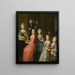 Portrait af greve Johann Casemir von Schlieben og hans fem døtre - Johann Gottlieb Becker — indrammet kunstværk på væggen
