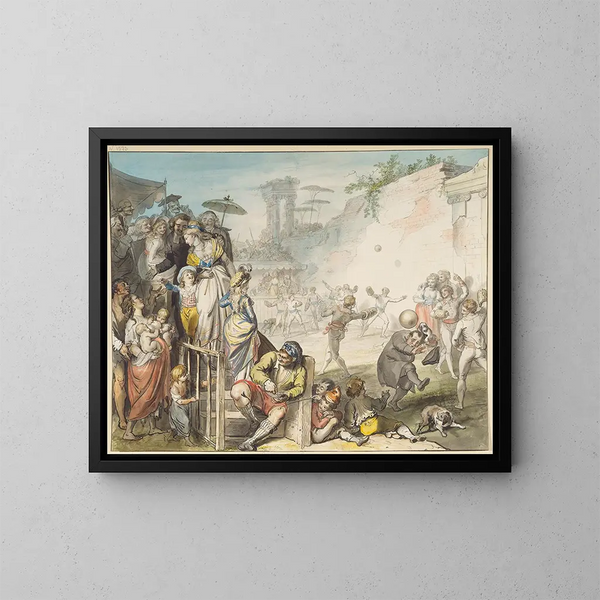 boldspil i Rom - Johann Heinrich Ramberg — indrammet kunstværk på væggen
