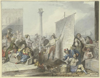 Bâtisseurs sur la Piazetta à Venise - Johann Heinrich Ramberg — visning af kunstværket