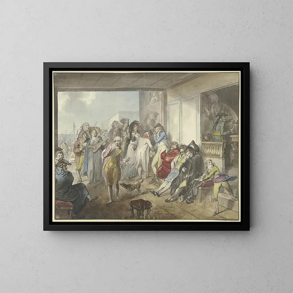 Café på Piazzetta i Venedig - Johann Heinrich Ramberg — indrammet kunstværk på væggen