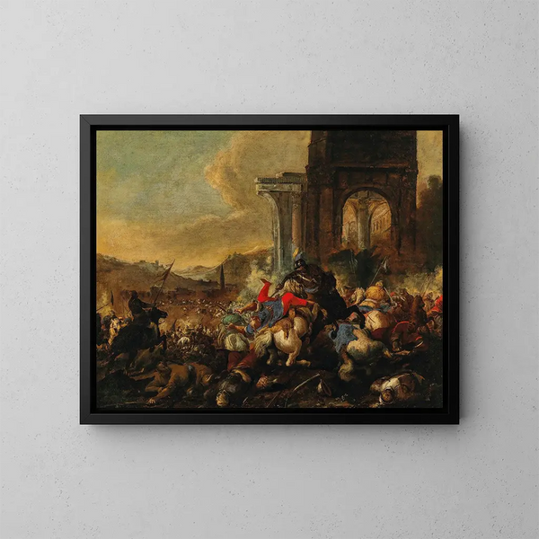 Le roi Jean Sobieski de Pologne à la bataille de Vienne - Johann Heinrich Roos — indrammet kunstværk på væggen