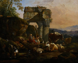 Landskab med kvæg og hyrder - Johann Heinrich Roos — visning af kunstværket