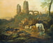 La famille de bergers se reposant près d'une ruine antique - Johann Heinrich Roos — visning af kunstværket
