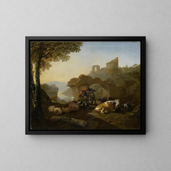 Repos des bergers - Johann Heinrich Roos — indrammet kunstværk på væggen