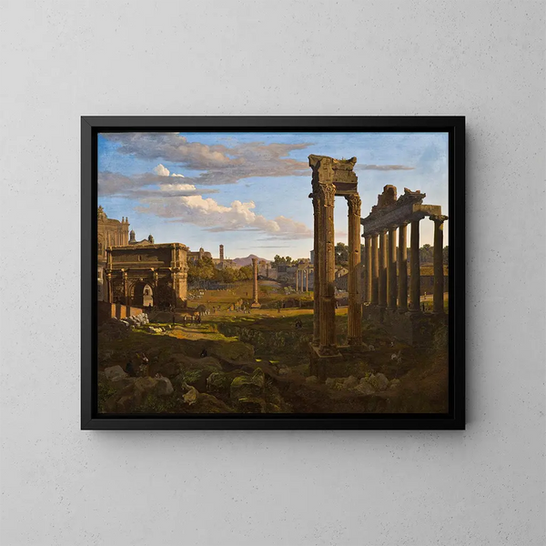 Vue du Capitole vers le Forum Romain - Johann Heinrich Schilbach — indrammet kunstværk på væggen