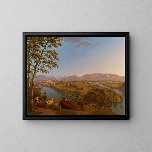 Genève, confluence du Rhône et de l'Arve - Johann Jakob Biedermann — indrammet kunstværk på væggen