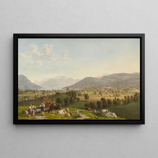 Vue de Sarnen - Johann Jakob Biedermann — indrammet kunstværk på væggen