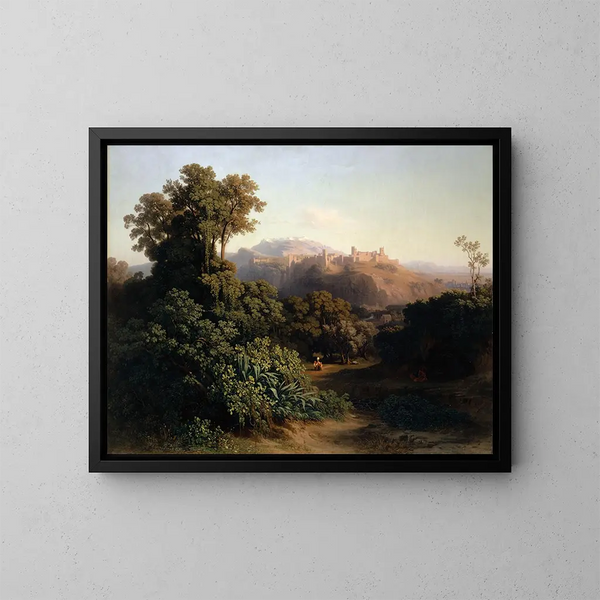 Landskabsmaleri nær Granada - Johann Jakob Frey — indrammet kunstværk på væggen